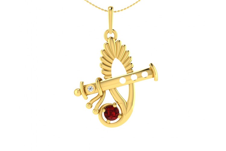 Sri Krishna Ethereal Gold pendant with diamonds